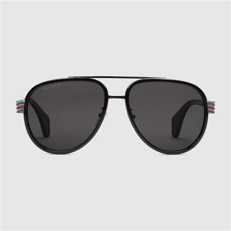 gucci polar|Black Acetate Aviator Sunglasses With Grey .